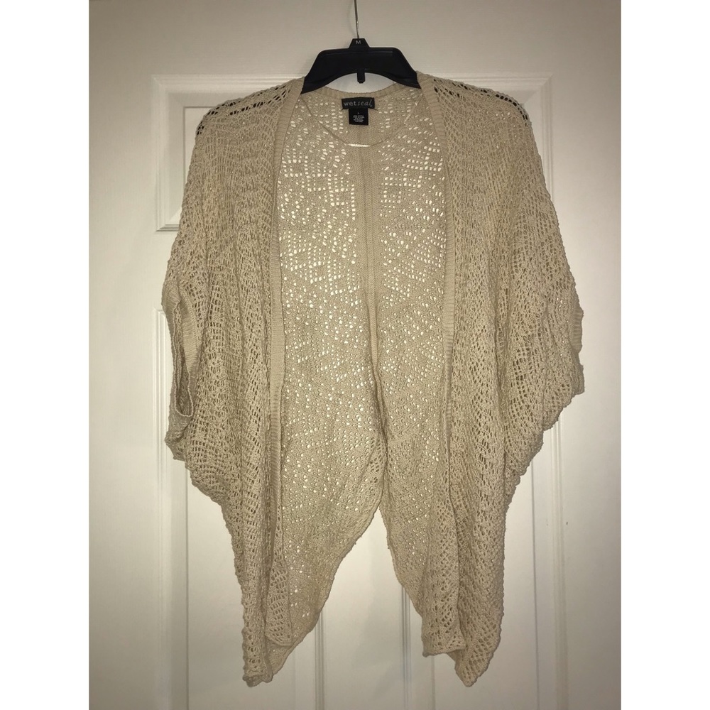 Crocheted kimono style cover up
